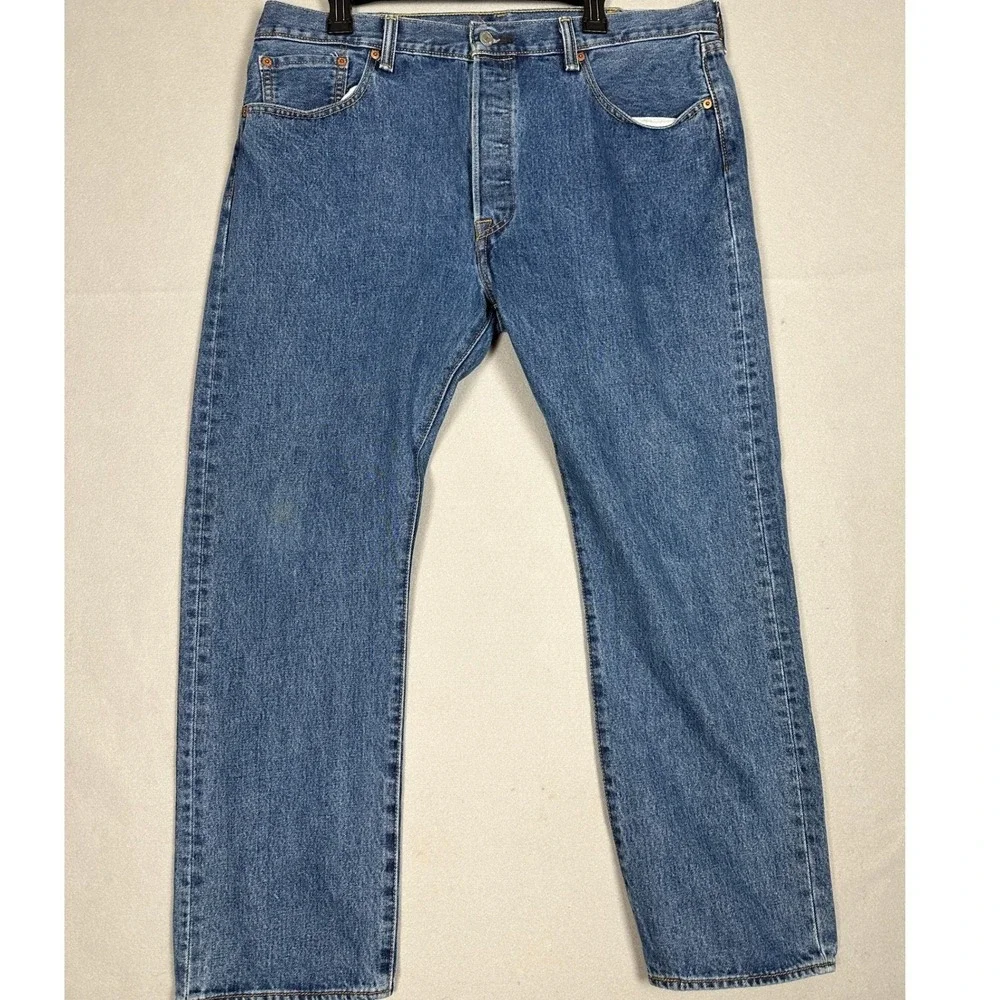 Levis 501 Mens Jeans 38X29 Blue Original Fit Straight Leg Red Tab Denim Pants
